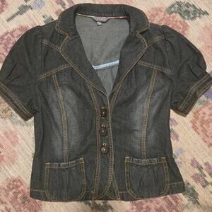 Y2K style denim short sleeve blazer